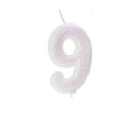 Anniversary House Colourful Iridescent Glitter Candle, Number 9, Birthday Cake Topper, 9th Birthday Candle, Numeral Candle, Cake Candle, 7cm, AHC01/9