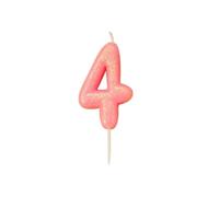 Anniversary House Colourful Pink Glitter Candle, Number 4, 4th Birthday Cake Topper, 7 Centimeters, AHC80/4