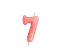 Anniversary House Colourful Pink Glitter Candle, Number 7, 7th Birthday Cake Topper, 7 Centimeters, AHC80/7