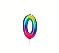 Anniversary House Colourful Rainbow Metallic Candle, Number 0, Birthday Cake Topper, 7 Centimeters, AHC06/0