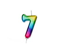Anniversary House Colourful Rainbow Metallic Candle, Number 7, 7th Birthday Cake Topper, 7 Centimeters, AHC06/7