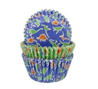 Anniversary House Cupcake Cases, 75 Pieces, Greaseproof Paper Baking Cups, Dinosaur, J136, White