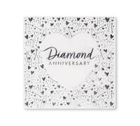 Anniversary House Diamond 60th Anniversary Lunch Napkins | Pack of 16 | 3 ply | 33 x 33cm | Foil Stamped | Table Decoration, Diamond Anniversary Decoration, Disposable Party Serviettes Napkins, J045