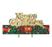 Anniversary House Festive Woodland 1M Cake Ribbon and Merry Christmas Cake Topper Kit, Green and Gold, Christmas Cake Decorations Traditional, BX375
