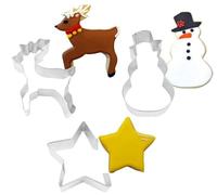 Anniversary House Follow The Star Christmas Characters 3 Piece Cookie Cutter Set, Stainless Steel, Reindeer, Snowman, Star Biscuit Cutters, K0025