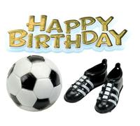 Anniversary House Football, Boots & Happy Birthday Gold Motto Cake Topper Kit, BU045