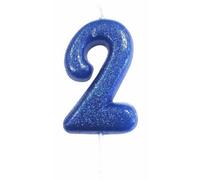 Anniversary House Glitter 2Nd Birthday Candle Blue (One Size)