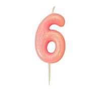 Anniversary House Glitter 6Th Birthday Pick Candle Pink (One Size)