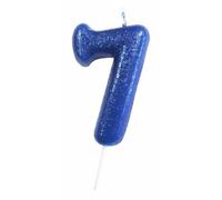 Anniversary House Glitter 7Th Birthday Candle Blue (One Size)