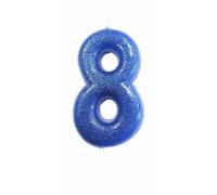 Anniversary House Glitter 8Th Birthday Candle Blue (One Size)