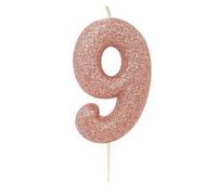 Anniversary House Glitter 9Th Birthday Pick Candles Rose Gold (One Size)