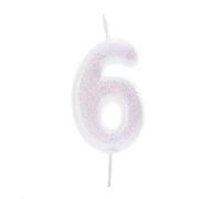 Anniversary House Glitter Iridescent 6Th Birthday Candle White (One Size)