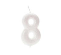 Anniversary House Glitter Iridescent 8Th Birthday Candle White (One Size)