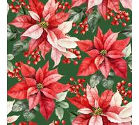 Anniversary House Green and Red Poinsettiia Lunch Napkins, 3 ply, 33 x 33cm, Pack of 20, for Table Decoration and decoupage, Christmas, Festive, Party PJ314578