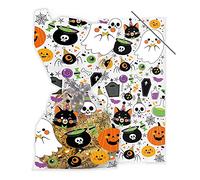 Anniversary House 20 pcs Halloween Icons Party Cellophane Bags, 12.5 x 28.5cm, Sweet Candy Treat Bags, Party Bags, Cookie/Cake Bag, Trick or Treat, Including Twist Ties, Clear with Pattern, M581
