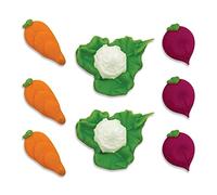 Anniversary House Hand-made Vegetable Patch Edible Sugarcraft Cake Toppers | Carrot, Cauliflower, Radish | 2-3cm each | SF611, Green, Orange, Violet