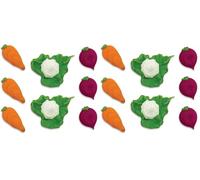 Anniversary House Hand-made Vegetable Patch Edible Sugarcraft Cake Toppers | Carrot, Cauliflower, Radish | 2-3cm each | SF611, Green, Orange, Violet (Pack of 2)