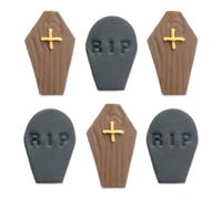 Anniversary House, Handcrafted Cake, Edible Fondant Icing Sugar Cupcake Toppers, Graveyard Coffins and Tombstones Decorations, SFX381, Halloween Sugarcraft