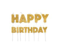 Anniversary House Happy Birthday Candles For Cakes, Gold Glitter, Pack Of 13, Celebration Cake Topper Decoration, 7 Centimeters, AHC230
