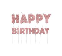 Anniversary House Happy Birthday Candles, Rose Gold Glitter, Pack of 13, Celebration Cake Topper Decoration, 7 Centimeters, AHC229