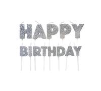 Anniversary House Happy Birthday Candles, Silver Glitter, Pack of 13, Celebration Cake Topper Decoration, 7 Centimeters, AHC231