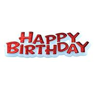 Anniversary House Happy Birthday Motto Cake Topper Red,6.5cm (2.6")