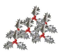 Anniversary House Holly Cake Decoration (Pack Of 5) Silver/red (One Size)