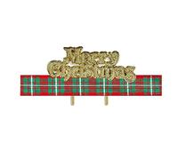Anniversary House MacGregor Tartan Plaid 1M Cake Ribbon and Gold Merry Christmas Cake Topper Kit, Red and Green, Christmas Cake Decorations Traditional, BX363