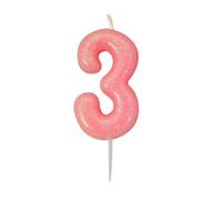 Anniversary House Metallic 3Rd Birthday Pick Candle Pink (One Size)