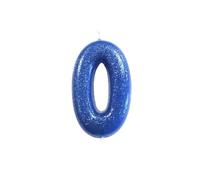 Anniversary House Metallic Blue Glitter Candle, Number 0 8th Birthday Cake Topper, 7 Centimeters, AHC30/0