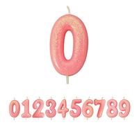 Anniversary House Metallic Colourful Pink Glitter Number 0 Cake Candle for Birthday and Anniversary Decorations - Elegant Birthday Candle for Cake - Stylish Silver Number Candle Topper 7 cm