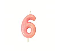 Anniversary House Metallic Colourful Pink Glitter Number 6 Cake Candle for Birthday and Anniversary Decorations - Elegant Birthday Candle for Cake - Stylish Silver Number Candle Topper 7 cm