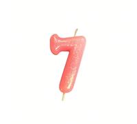 Anniversary House Metallic Colourful Pink Glitter Number 7 Cake Candle for Birthday and Anniversary Decorations - Elegant Birthday Candle for Cake - Stylish Silver Number Candle Topper 7 cm