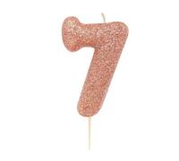 Anniversary House Metallic Glitter 7Th Birthday Pick Candle Rose Gold (One Size)