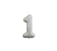 Anniversary House Metallic Silver Glitter Candle, Number 1, 1st Birthday Cake Topper, 7 Centimeters, AHC40/1