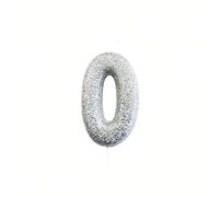 Anniversary House Metallic Silver Glitter Number 0 Cake Candle for Birthday and Anniversary Decorations - Elegant Birthday Candle for Cake - Stylish Silver Number Candle Topper 7 cm