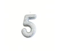 Anniversary House Metallic Silver Glitter Number 5 Cake Candle for Birthday and Anniversary Decorations - Elegant Birthday Candle for Cake - Stylish Silver Number Candle Topper 7 cm
