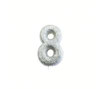 Anniversary House Metallic Silver Glitter Number 8 Cake Candle for Birthday and Anniversary Decorations - Elegant Birthday Candle for Cake - Stylish Silver Number Candle Topper 7 cm