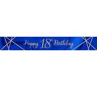 Anniversary House Navy Blue and Gold 18th Birthday Foil Banner | Geode Print Happy 18th Birthday Banner | 18th Birthday Party Decorations | 9ft Foil Banner | Party Decorations for Boys Girls| J033