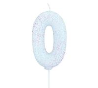 Anniversary House Number 0 Colourful Iridescent Glitter Candle, Birthday Cake Topper, Birthday Candle, 7cm, AHC01/0