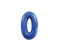 Anniversary House Number 0 Metallic Birthday Pick Candle Blue (One Size)