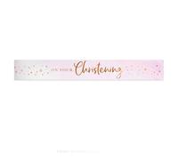 Anniversary House On Your Christening Foil Banner|Pink Christening Party Decorations| 9ft Foil Banner| Banner for Girls | J096