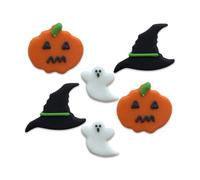 Anniversary House Pack 6 Halloween Edible Cake Decorations, Handcrafted Cake Toppers, Edible Fondant Icing Sugar Cupcake Toppers, Pumpkin, Ghost, Witch Hat designs SFX384