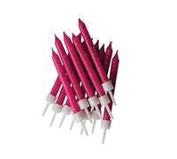 Anniversary House Pack of 12 Bright Glitter Birthday Candles with Holders, 7.5 Centimeters, Celebration Cake Decoration, AHC150, Fuchsia Pink