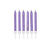 Anniversary House Pack of 12 Light Purple Glitter Birthday Candles with Holders, 7.5 Centimeters, Celebration Cake Decoration, AHC131, Lilac