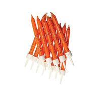 Anniversary House Pack of 12 Orange Glitter Birthday Candles with Holders, 7.5cm, Celebration Cake Decoration, Birthday Candles for Cakes, Candles for Cake, AHC158