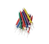 Anniversary House Pack of 12 Rainbow Mix Multi-Coloured Glitter Birthday Candles with Holders, 7.5 Centimeters, Celebration Cake Decoration, AHC179