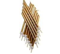 Anniversary House Pack of 12 Tall Slim Birthday Cake Candles with Holders, Metallic Gold, 10 Centimeters, Strong and Sturdy, AHC177