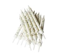 Anniversary House Pack of 12 White Glitter Birthday Candles with Holders, 7.5 Centimeters, Celebration Cake Decoration, AHC124
