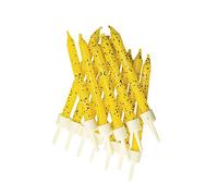 Anniversary House Pack of 12 Yellow Glitter Birthday Candles with Holders, 7.5cm, Celebration Cake Decoration, Birthday Candles for Cakes, Candles for Cake, AHC174